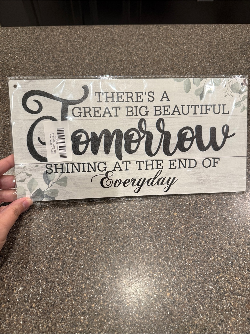 Inspirational 'Tomorrow' Wall Sign - Black and Cream